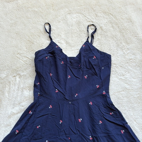 Gap Navy Spaghetti Strap Cherry Print Dress | Y2K Fruit Print Summer Midi - Picture 2 of 6